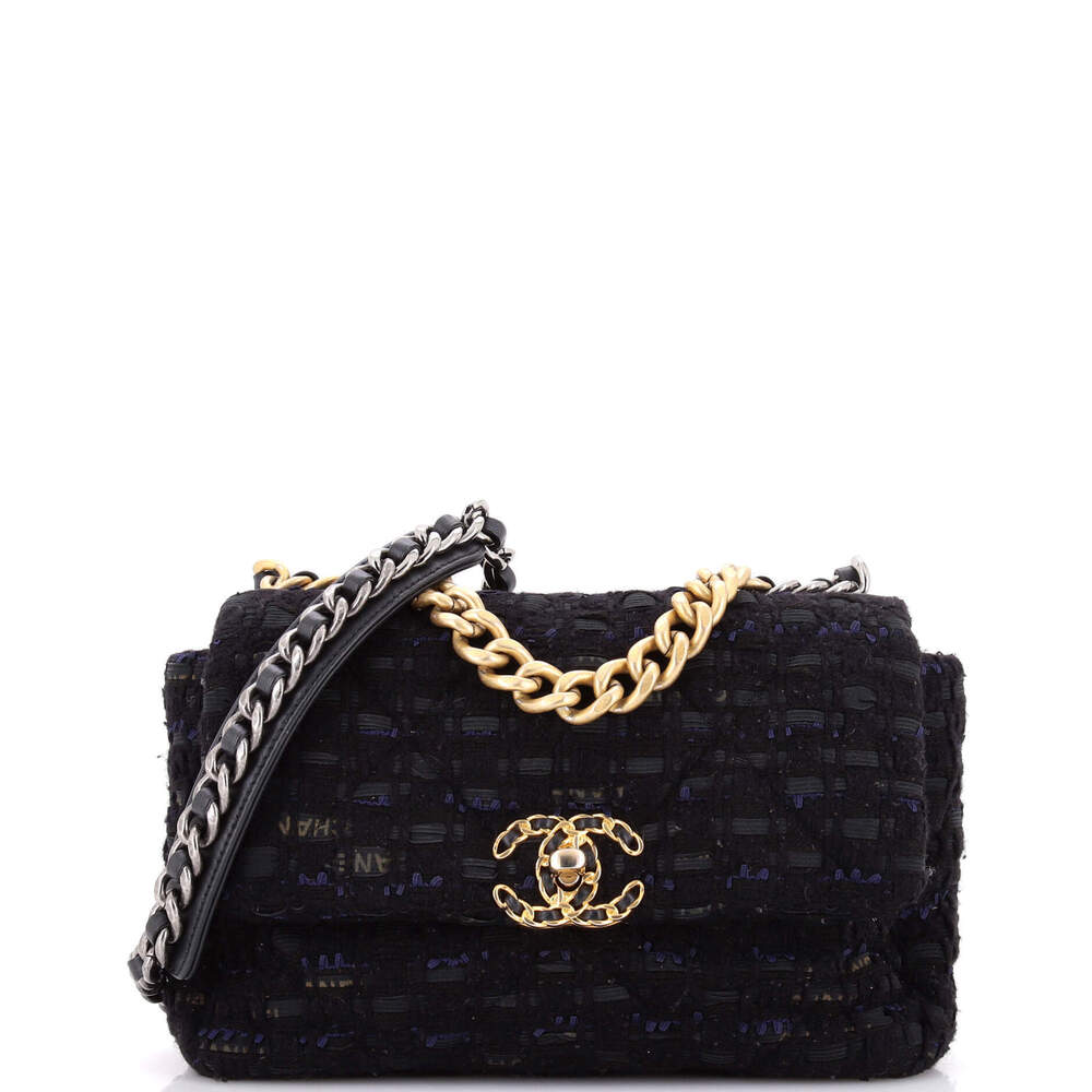 Chanel Medium 19 Flap Bag Quilted Tweed and Ribbon